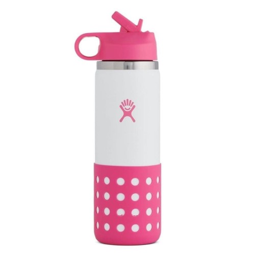 Hydro Flask 591 ml Kids Wide Mouth Straw Punch Butelka termiczna biało-różowa