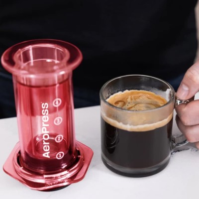 AeroPress Coffee Maker Clear Red | CoffeeLove