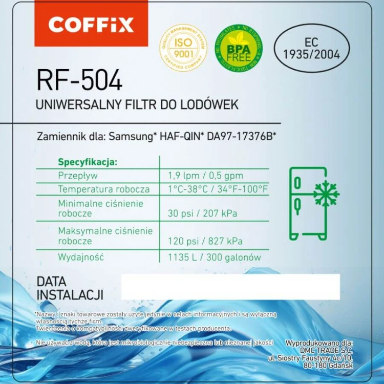 Filtr Coffix RF-504 HAF-QIN do lodówek | CoffeeLove