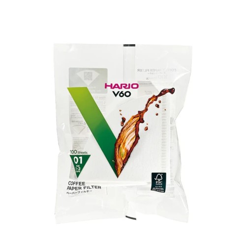 Hario Filtry papierowe białe V60-01 100 sztuk