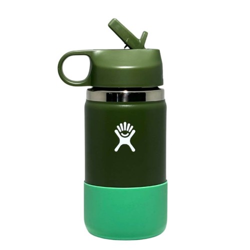Hydro Flask 354 ml / 12 oz Kids Wide Mouth Straw Lid Olive Butelka termiczna z ustnikiem słomka ciemny zielony 