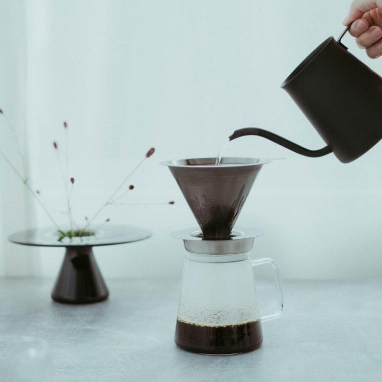 Hario V60-02 Double Mesh Dripper metalowy grafitowy | CoffeeLove