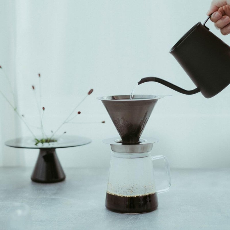 Hario V60-02 Double Mesh Dripper metalowy grafitowy | CoffeeLove