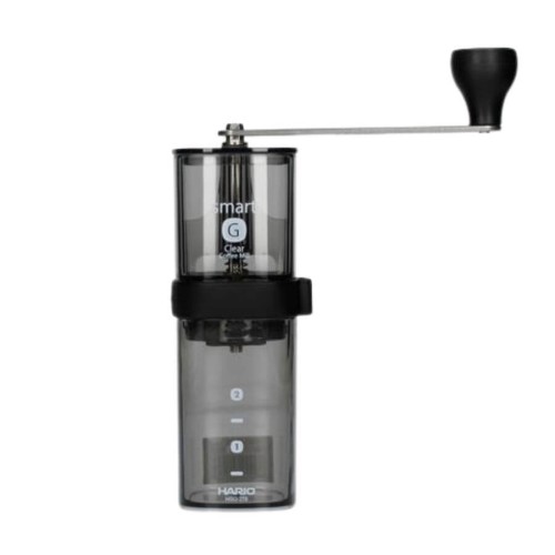Hario Smart G młynek do kawy ręczny żarnowy przezroczysty czarny