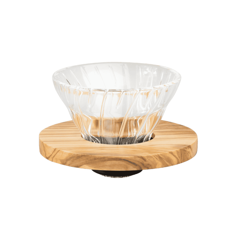 Hario dripper szklany Olive Wood V60-01 | CoffeeLove
