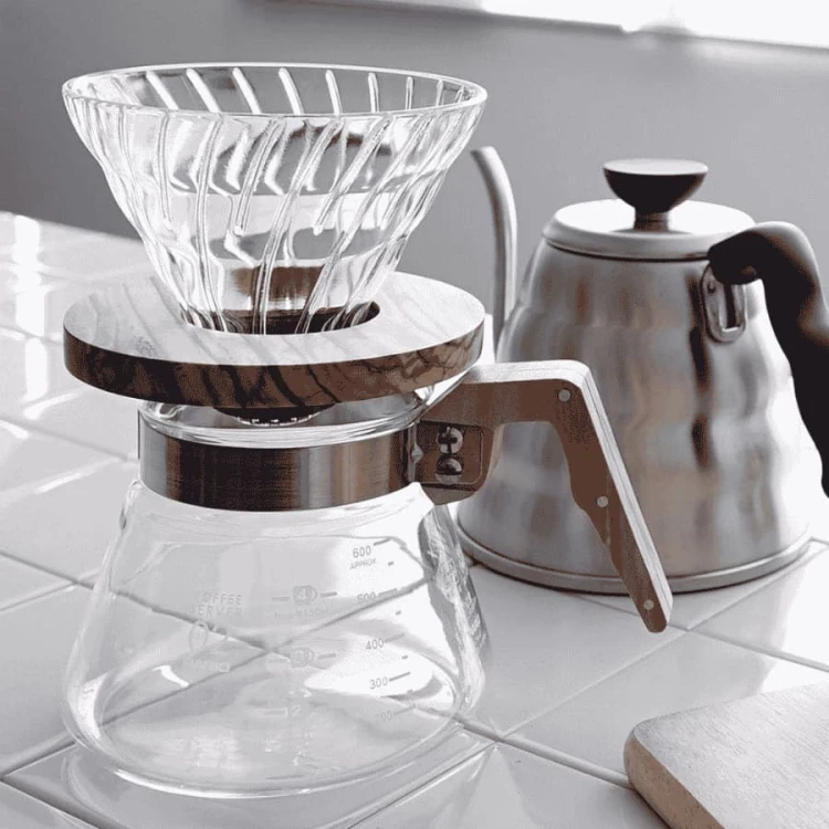 Hario dripper szklany Olive Wood V60-01 | CoffeeLove