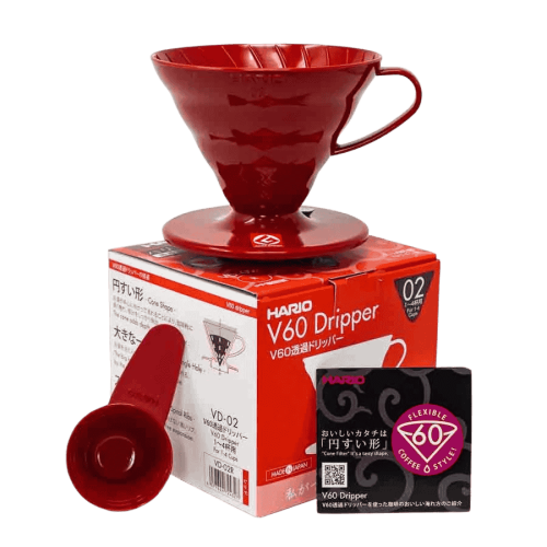Hario dripper V60-02 plastikowy czerwony | CoffeeLove