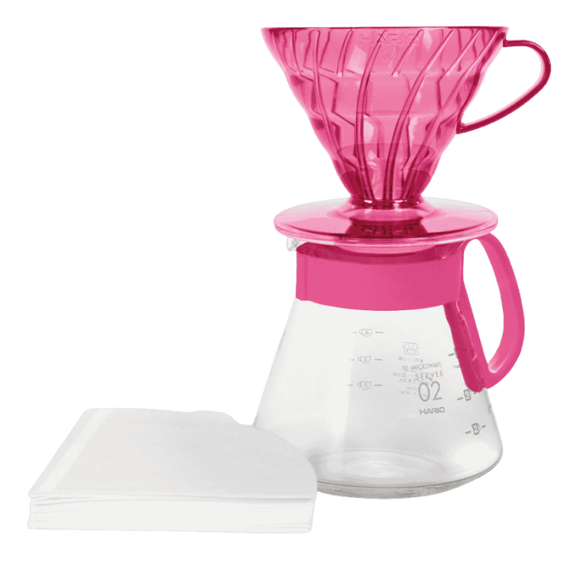 Hario V60 Dripper &amp; Server Set 02 Flamingo Pink | CoffeeLove