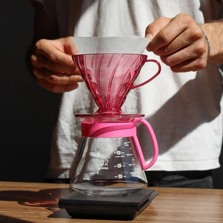 Hario V60 Dripper &amp; Server Set 02 Flamingo Pink | CoffeeLove