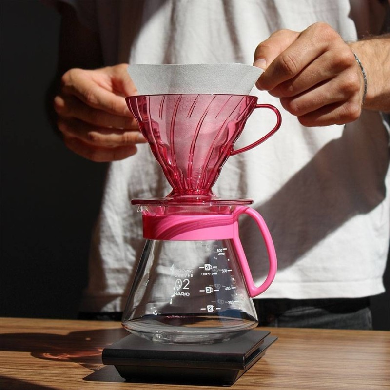 Hario V60 Dripper &amp; Server Set 02 Flamingo Pink | CoffeeLove