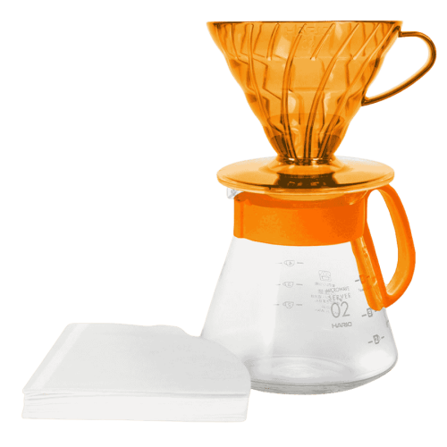 Hario V60 Dripper & Server Set 02 Kai Orange | CoffeeLove