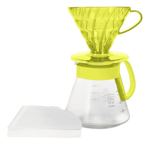 Hario V60 Dripper Server Set 02 Sunflower Yellow | CoffeeLove