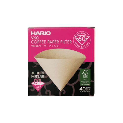Hario Filtry papierowe V60-01 brązowe 40 sztuk | CoffeeLove