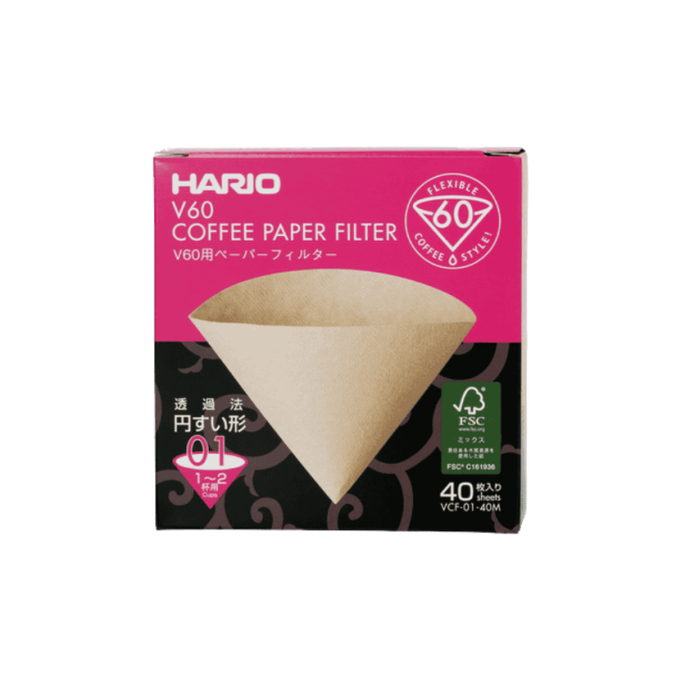 Hario Filtry papierowe V60-01 brązowe 40 sztuk | CoffeeLove