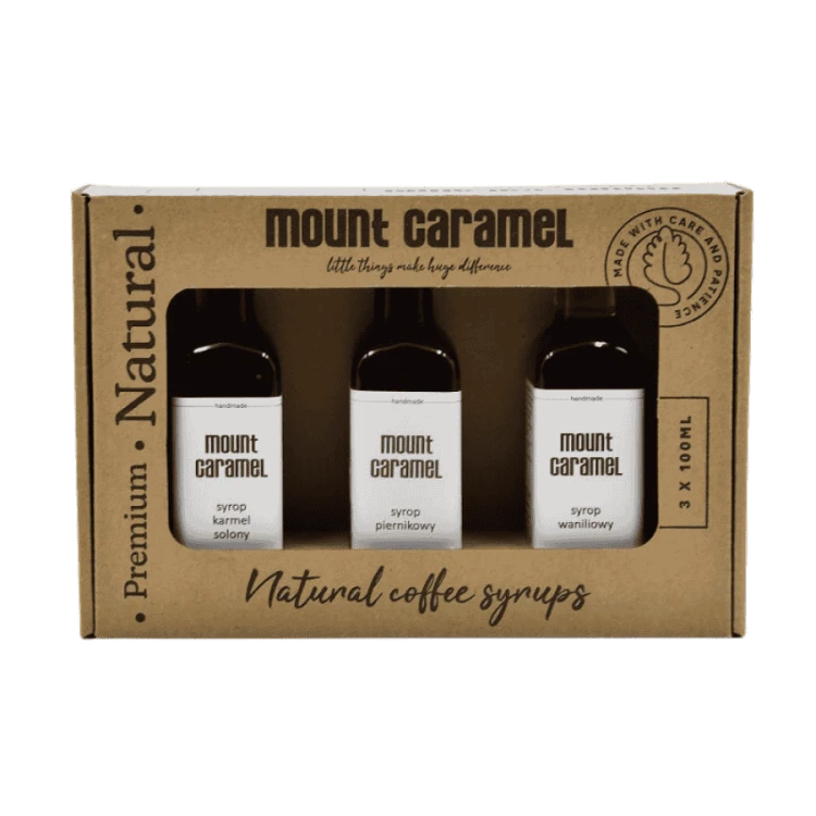 Mount Caramel Zestaw syropów 3 x 100ml - Piernik - Solony Karmel - Wanilia | CoffeeLove