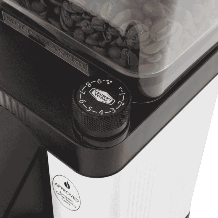 Moccamaster KM5 Burr Grinder automatyczny młynek do kawy biały | CoffeeLove