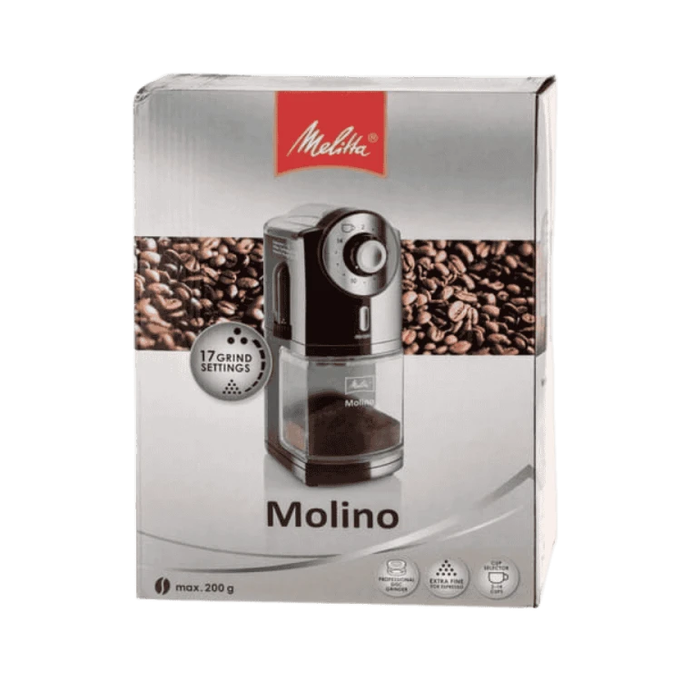 Melitta Molino automatyczny młynek do kawy czarno-czerwony | CoffeeLove
