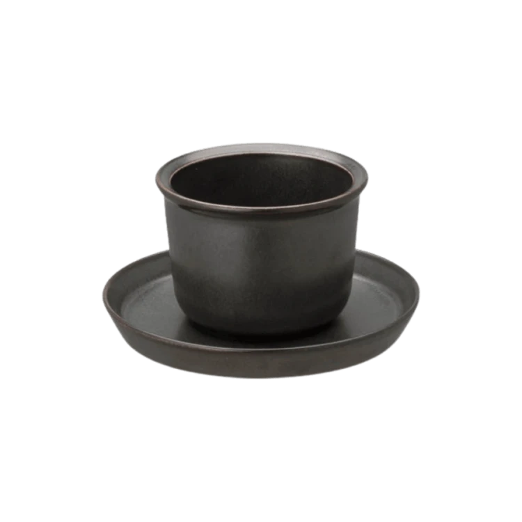 Kinto LT cup & saucer 160 ml czarka ze spodkiem czarna | CoffeeLove