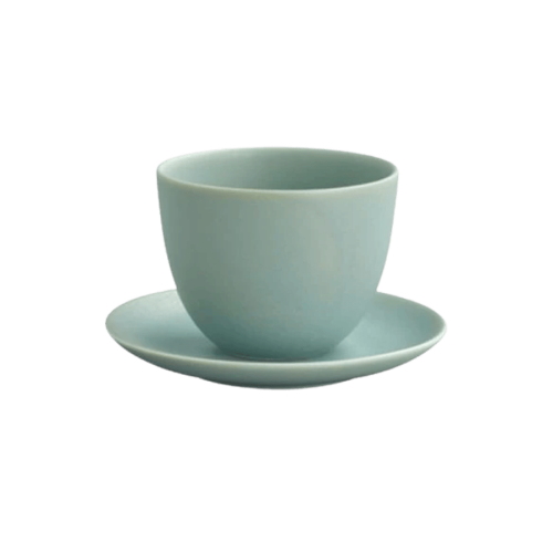 Kinto Pebble cup & saucer 180 ml czarka ze spodkiem zielona | CoffeeLove