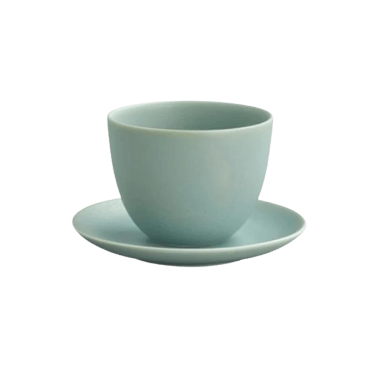 Kinto Pebble cup & saucer 180 ml czarka ze spodkiem zielona | CoffeeLove