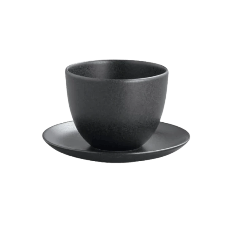 Kinto Pebble cup & saucer 180 ml czarka ze spodkiem czarna | CoffeeLove
