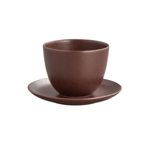 Kinto Pebble cup &amp; saucer 180 ml czarka ze spodkiem brązowa | CoffeeLove