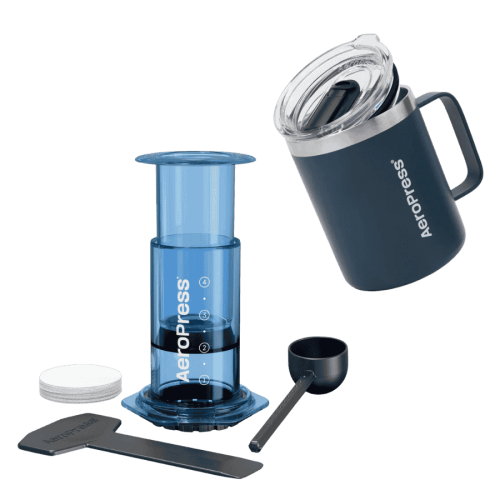 AeroPress Clear Blue z kubkiem termicznym | CoffeeLove