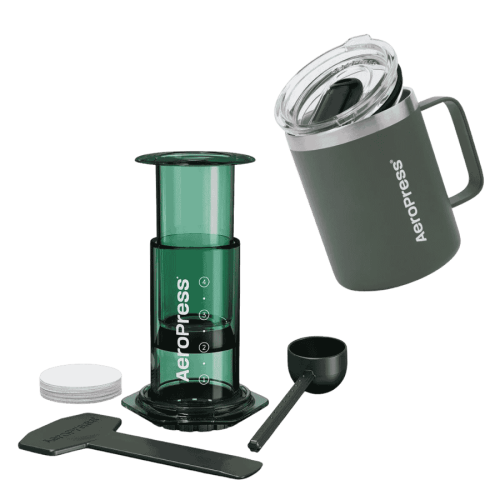 AeroPress Clear Green z kubkiem termicznym | CoffeeLove