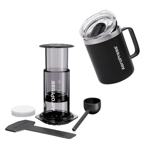 AeroPress Clear Black z kubkiem termicznym | CoffeeLove