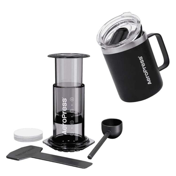 AeroPress Clear Black z kubkiem termicznym | CoffeeLove