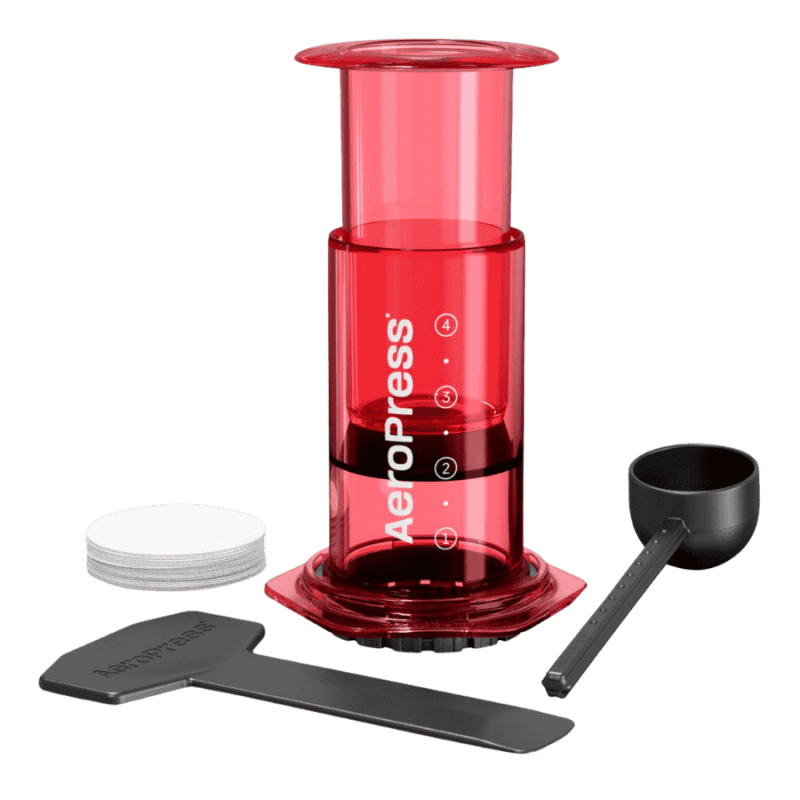 AeroPress Coffee Maker Clear Red | CoffeeLove