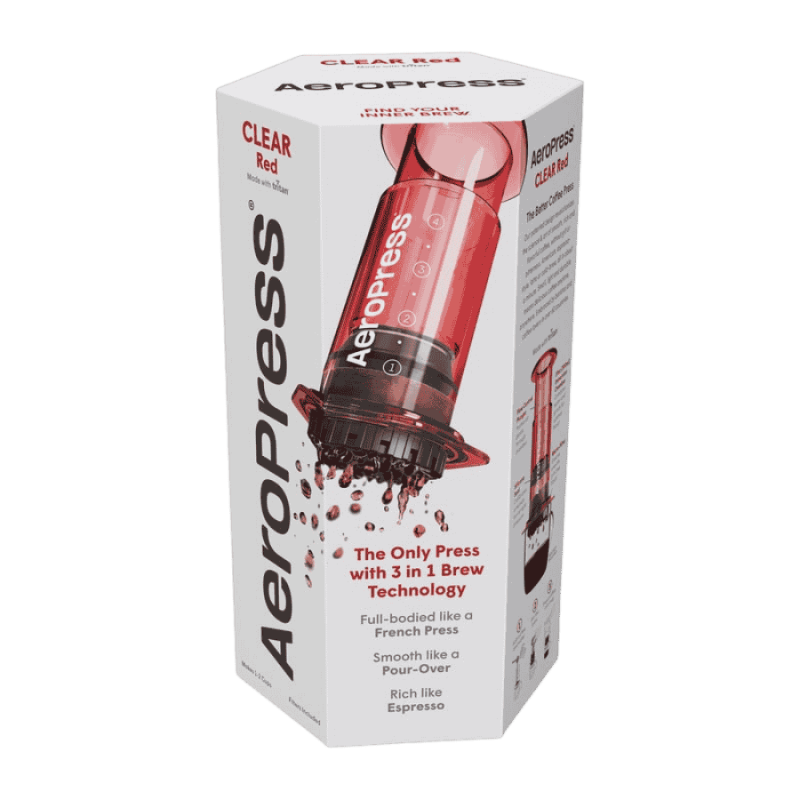AeroPress Coffee Maker Clear Red | CoffeeLove