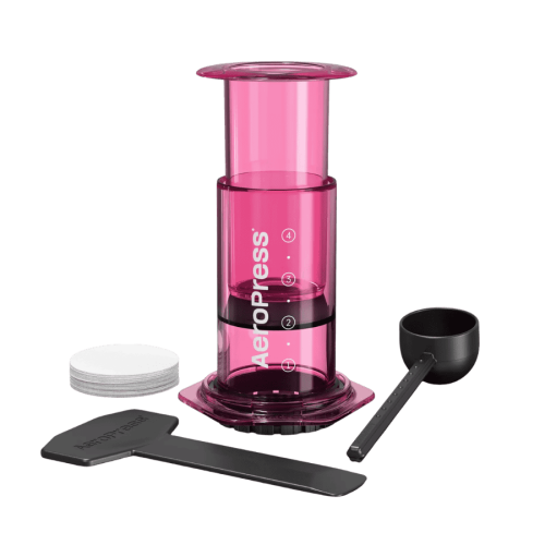 AeroPress Clear Pink - zaparzacz do kawy (Tritan) + 100 filtrów