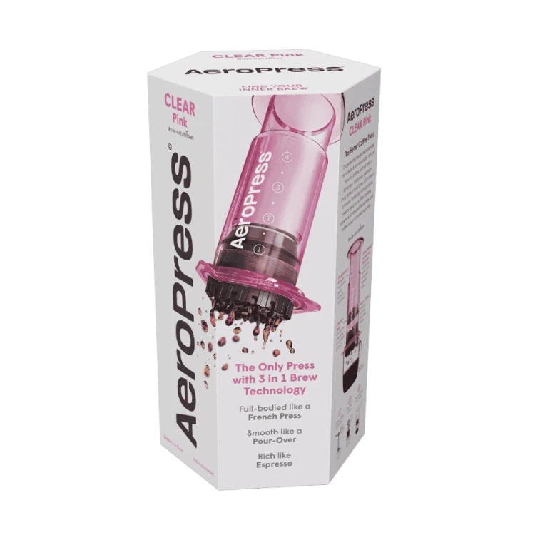 AeroPress Coffee Maker Pink Clear Zaparzacz do kawy | CoffeeLove
