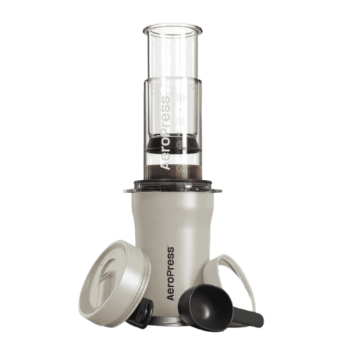 AeroPress Go Plus Cream - zaparzacz do kawy + kubek termiczny + akcesoria