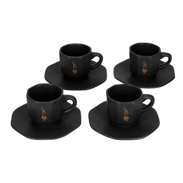 Bialetti Zestaw 4 czarnych filiżanek | CoffeeLove