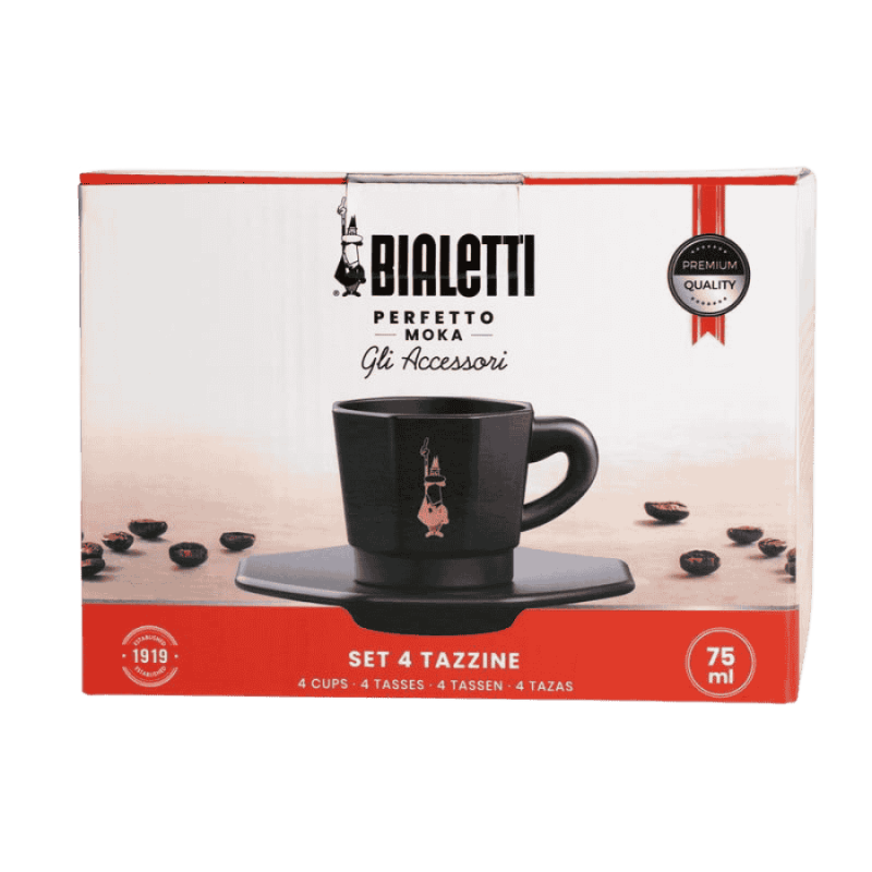 Bialetti Zestaw 4 czarnych filiżanek | CoffeeLove