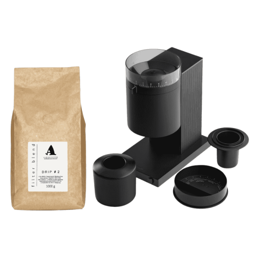 Fellow Opus Grinder automatyczny młynek do kawy czarny + Audun Drip No. 2 Brazylia filtr 1 kg