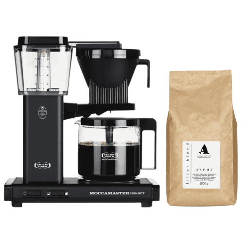Moccamaster KBG Select Black przelewowy ekspres do kawy + Audun Drip No. 2 Brazylia filtr 1 kg