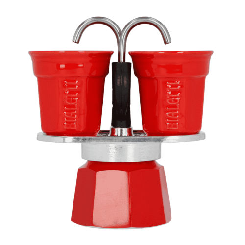 Bialetti Mini Express (2TZ) - zestaw kawiarka + 2 filiżanki czerwona
