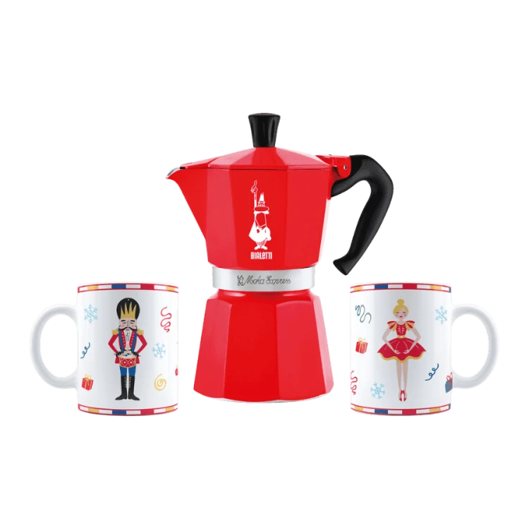 Bialetti Nutcracker Moka Express 6TZ + kubki zestaw | CoffeeLove