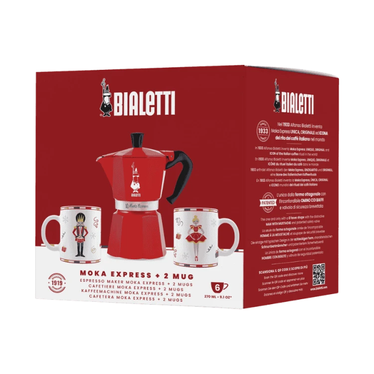 Bialetti Nutcracker Moka Express 6TZ + kubki zestaw | CoffeeLove