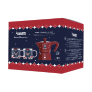 Bialetti - zestaw Joyful Christmas kawiarka Moka Express 6tz czerwona + 2 kubki 300 ml | CoffeeLove