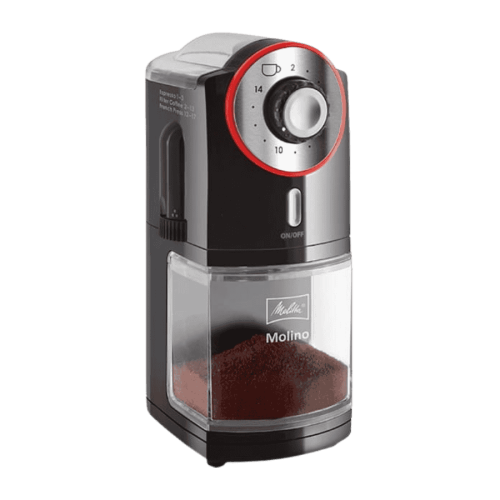 Melitta Molino automatyczny młynek do kawy czarno-czerwony | CoffeeLove