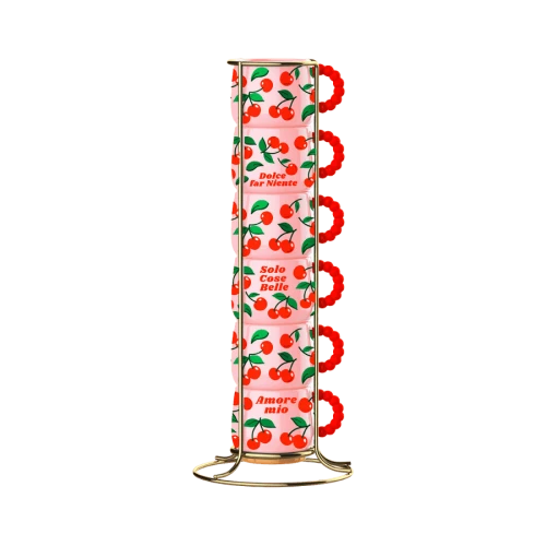 Bialetti Fruit Vibes zestaw 6 filiżanek 60 ml na stojaku