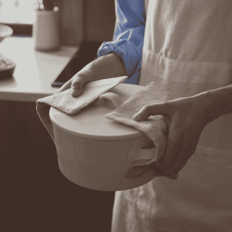 Kinto Futo linen pot holder white | CoffeeLove