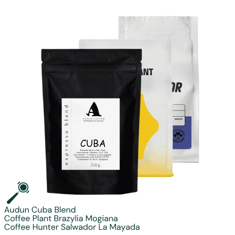 Audun Cuba Blend 250 g + Coffee Plant Brazylia Mogiana 250 g +Coffee Hunter Salwador La Mayada 250 g | CoffeeLove