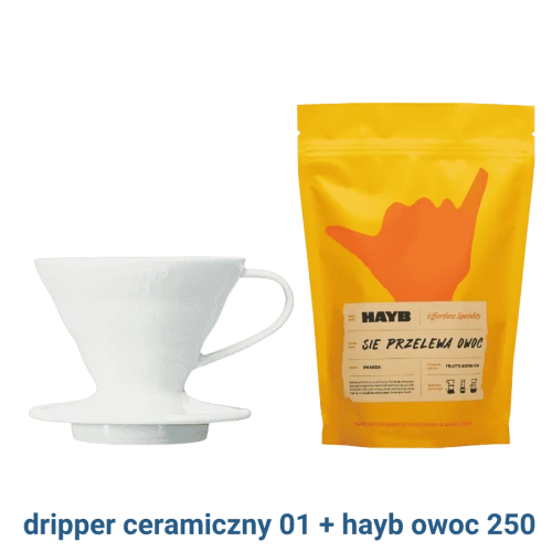Hario dripper ceramiczny 01 biały + HAYB Się Przelewa Owoc 250 g