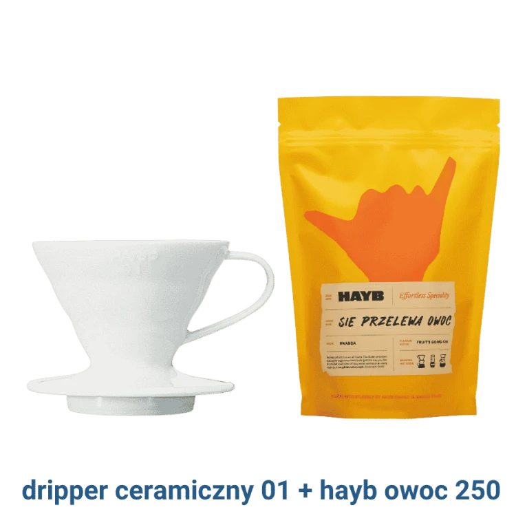 Hario dripper ceramiczny 01 biały + HAYB Owoc 250 | CoffeeLove