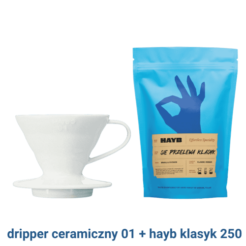 Hario dripper ceramiczny 01 biały + HAYB Klasyk 250 g | CoffeeLove